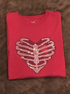 Short Sleeve Bling Skeleton Heart